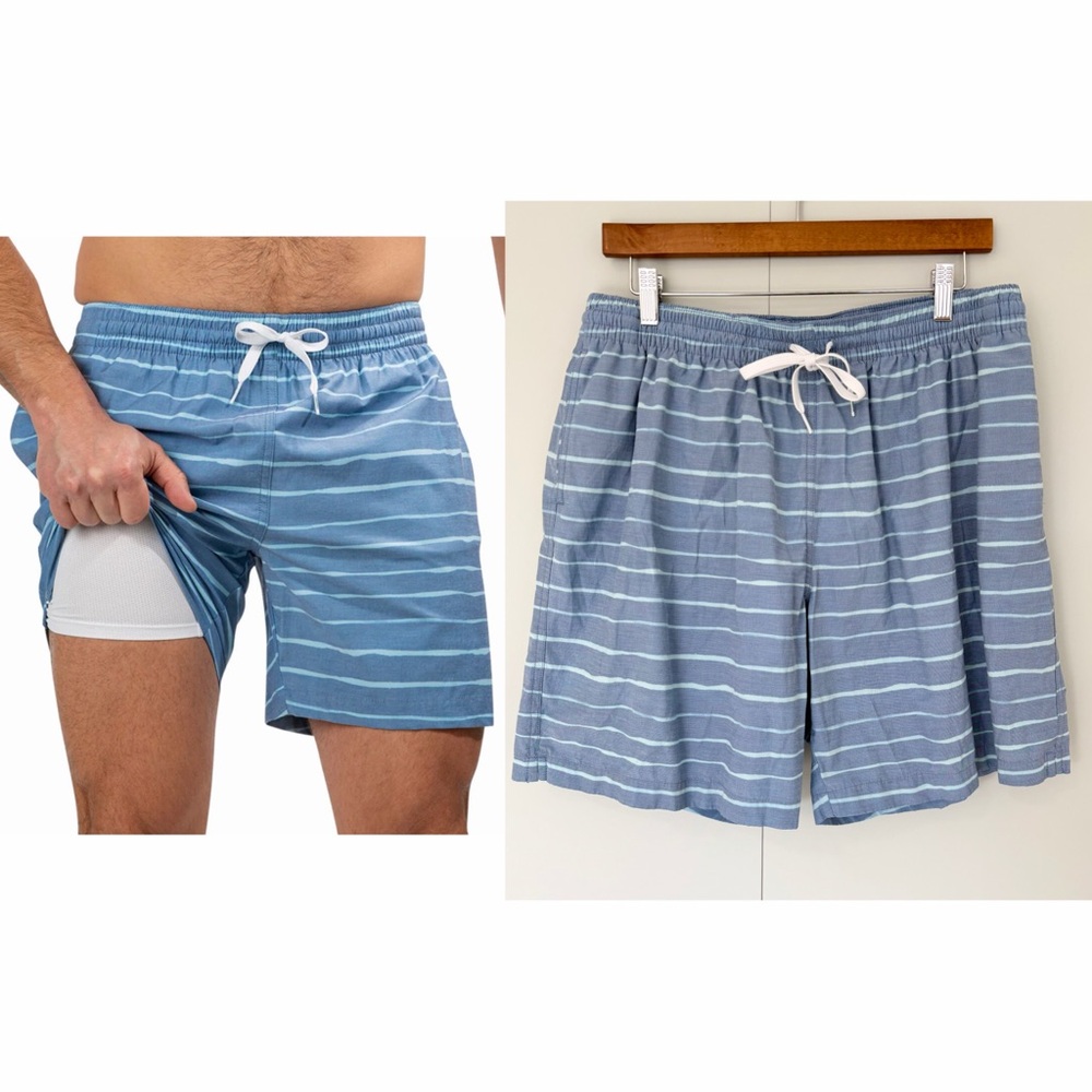 chubbies Light Blue Horizontal Stripe Men's Swim Trunks